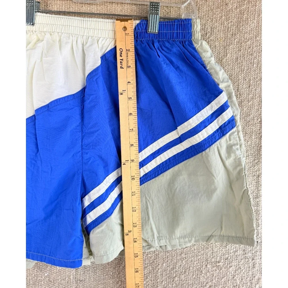 VTG Mens Sz Large (36/38) Hunt Club Blue White Nylon Shorts Swim Trunks‎